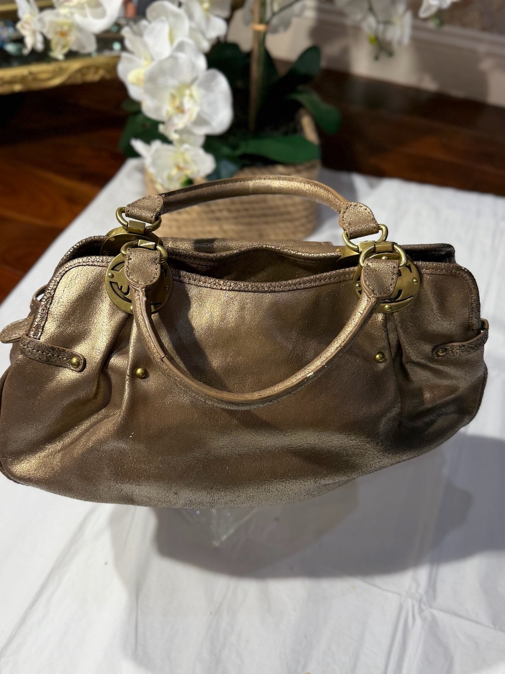 Just Cavalli Metallic Bronze Shoulder Bag - Picture 7 of 14